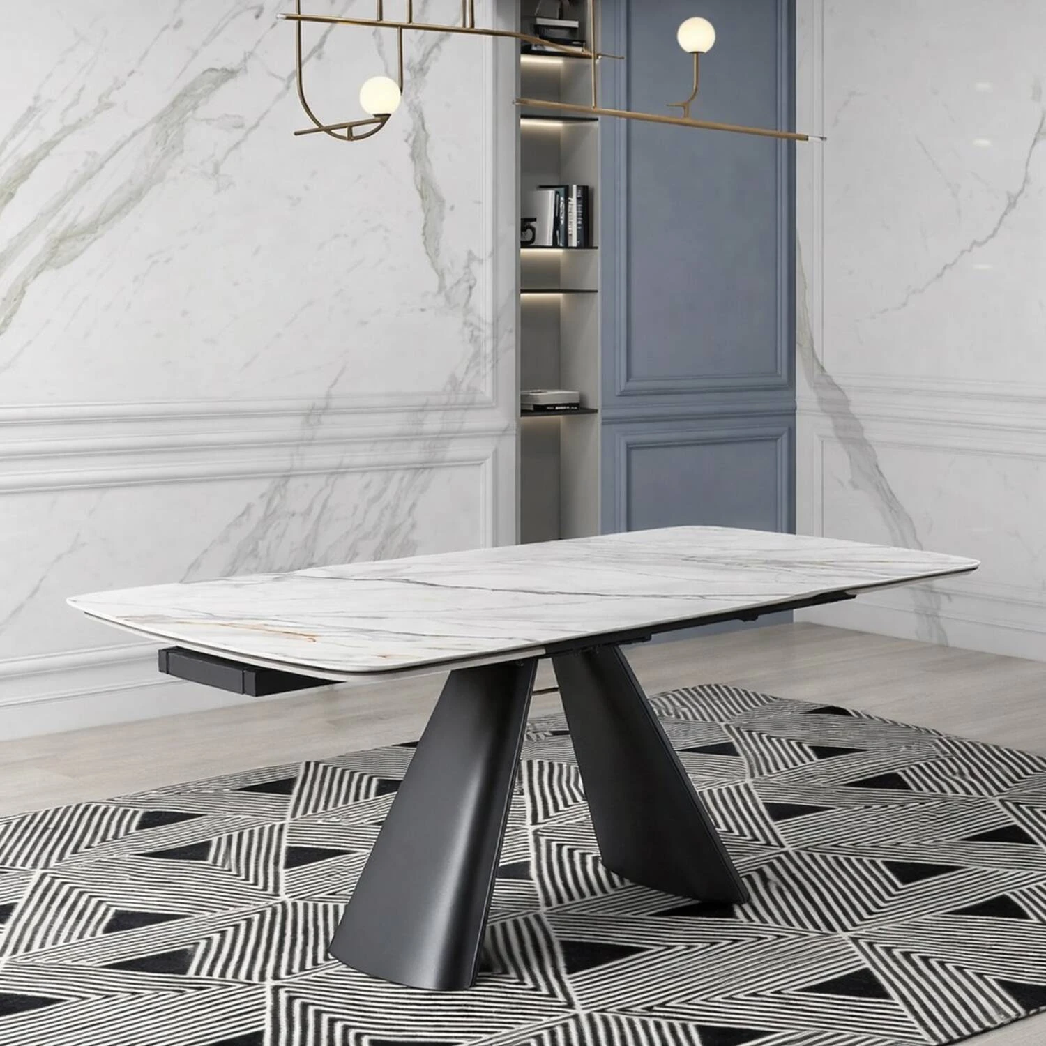 Стіл обідній розкладний Bjorn Fenix 165-240x90x76 Gilded White Matt