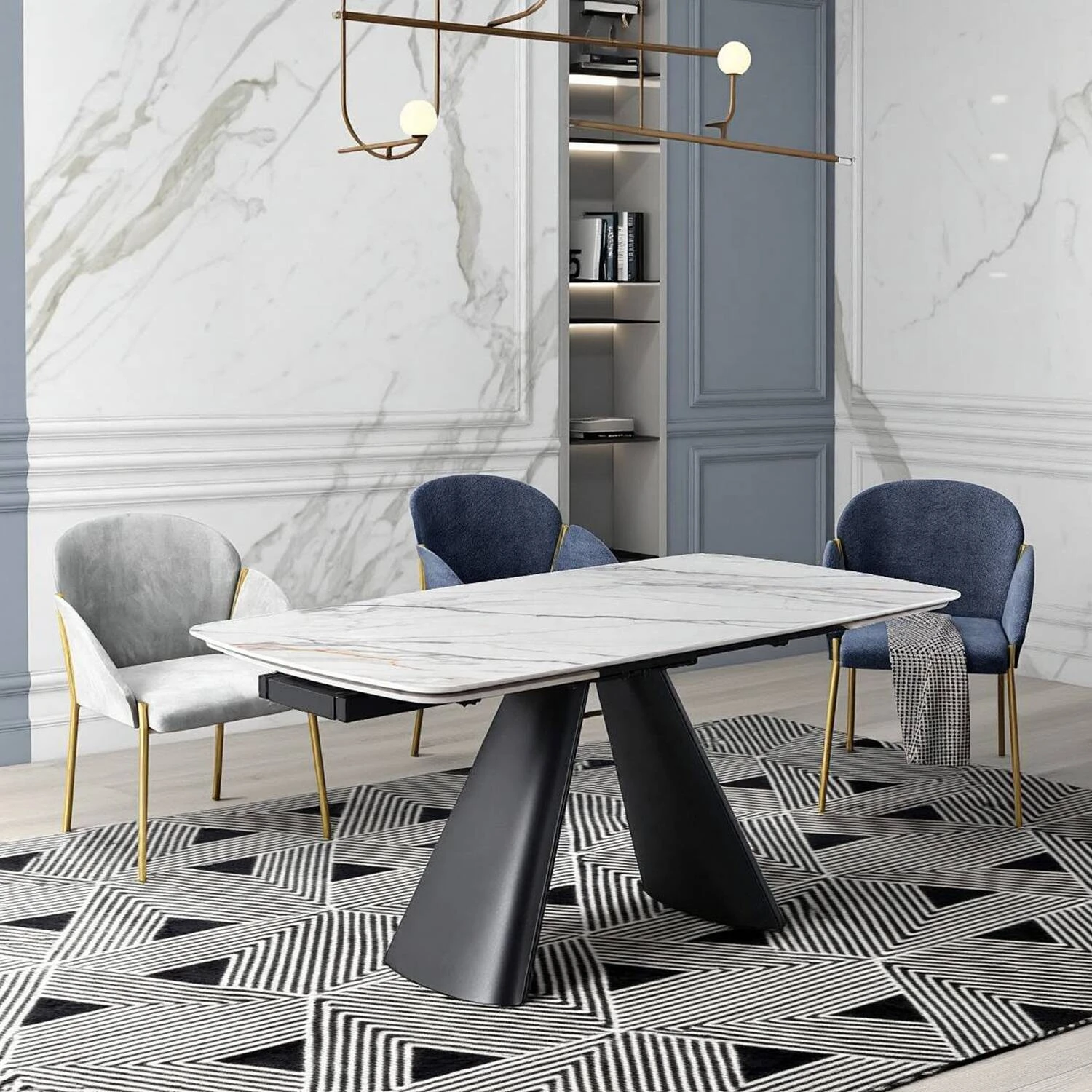 Стіл обідній розкладний Bjorn Fenix 165-240x90x76 Gilded White Matt