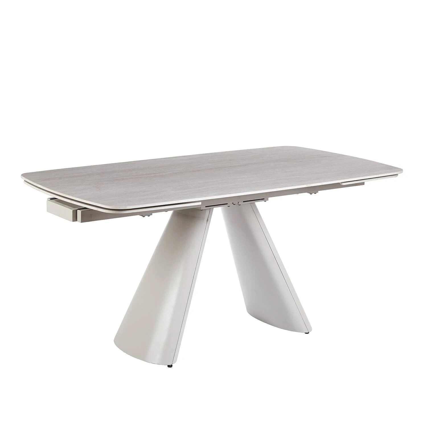 Стіл обідній розкладний Bjorn Fenix 165-240x90x76 White Travertin Matt + Sahara Leg