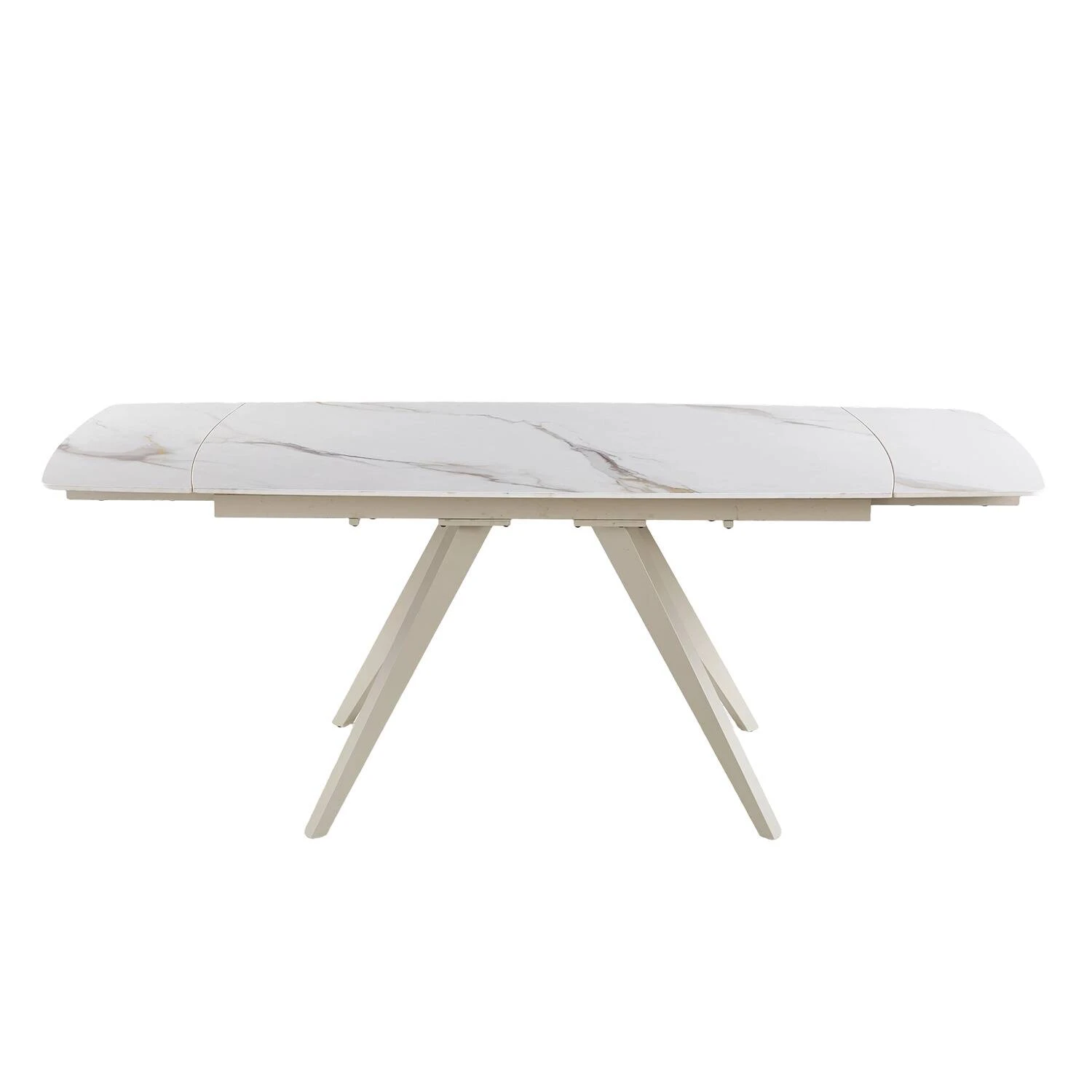 Стіл обідній розкладний Bjorn Galen 145-205x85x76 White Golden Glossy + Sahara Leg