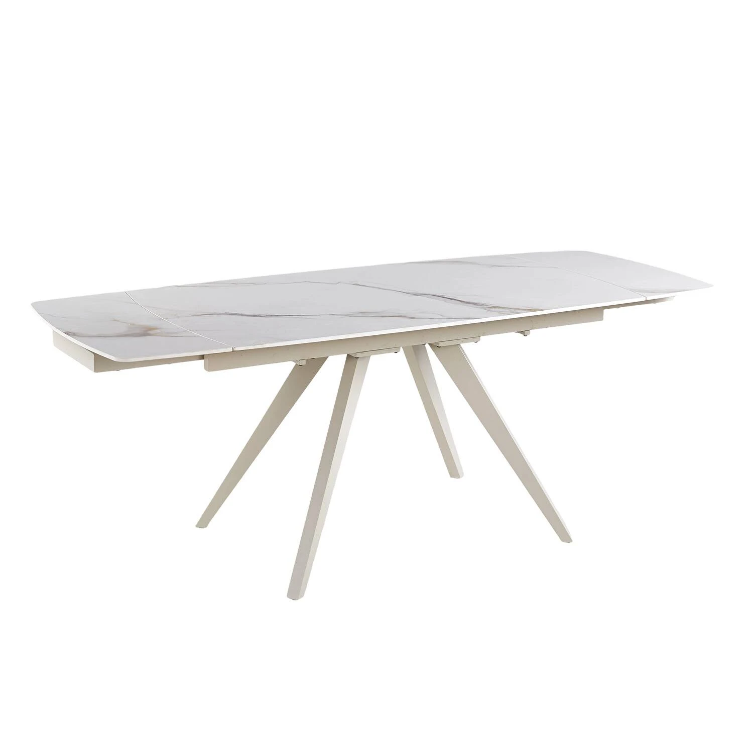Стіл обідній розкладний Bjorn Galen 145-205x85x76 White Golden Glossy + Sahara Leg