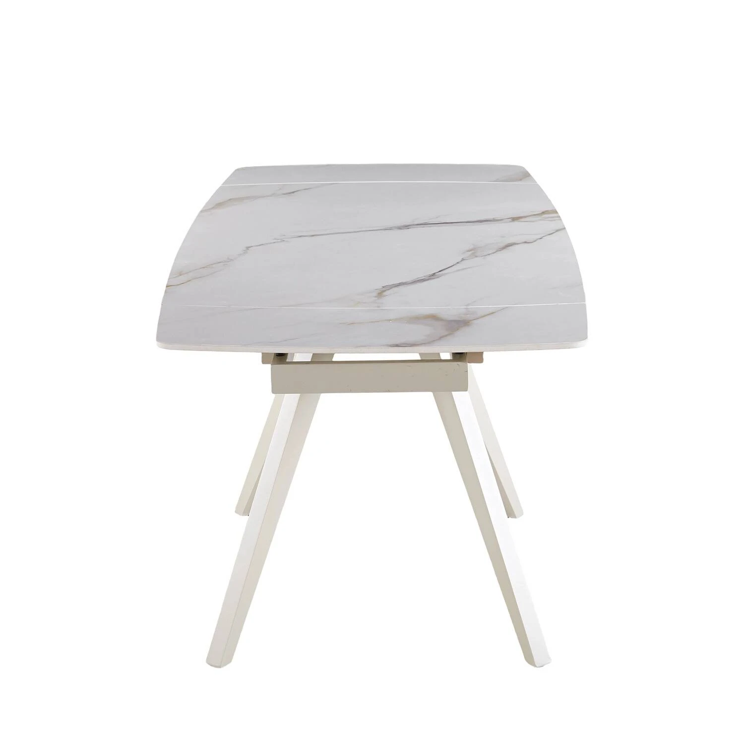 Стіл обідній розкладний Bjorn Galen 145-205x85x76 White Golden Glossy + Sahara Leg