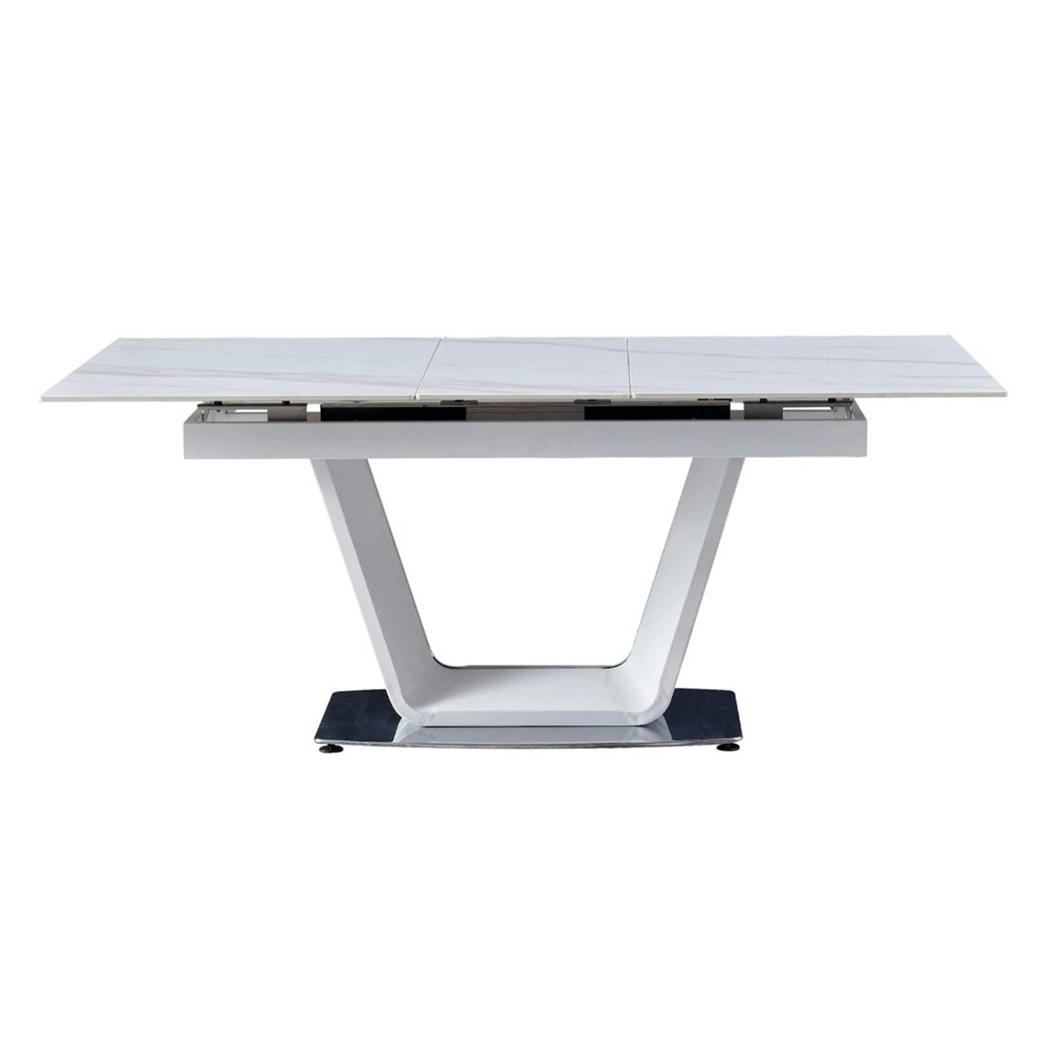 Стіл обідній розкладний Ludwig (140-180)х90х76 White (+beige) Glossy