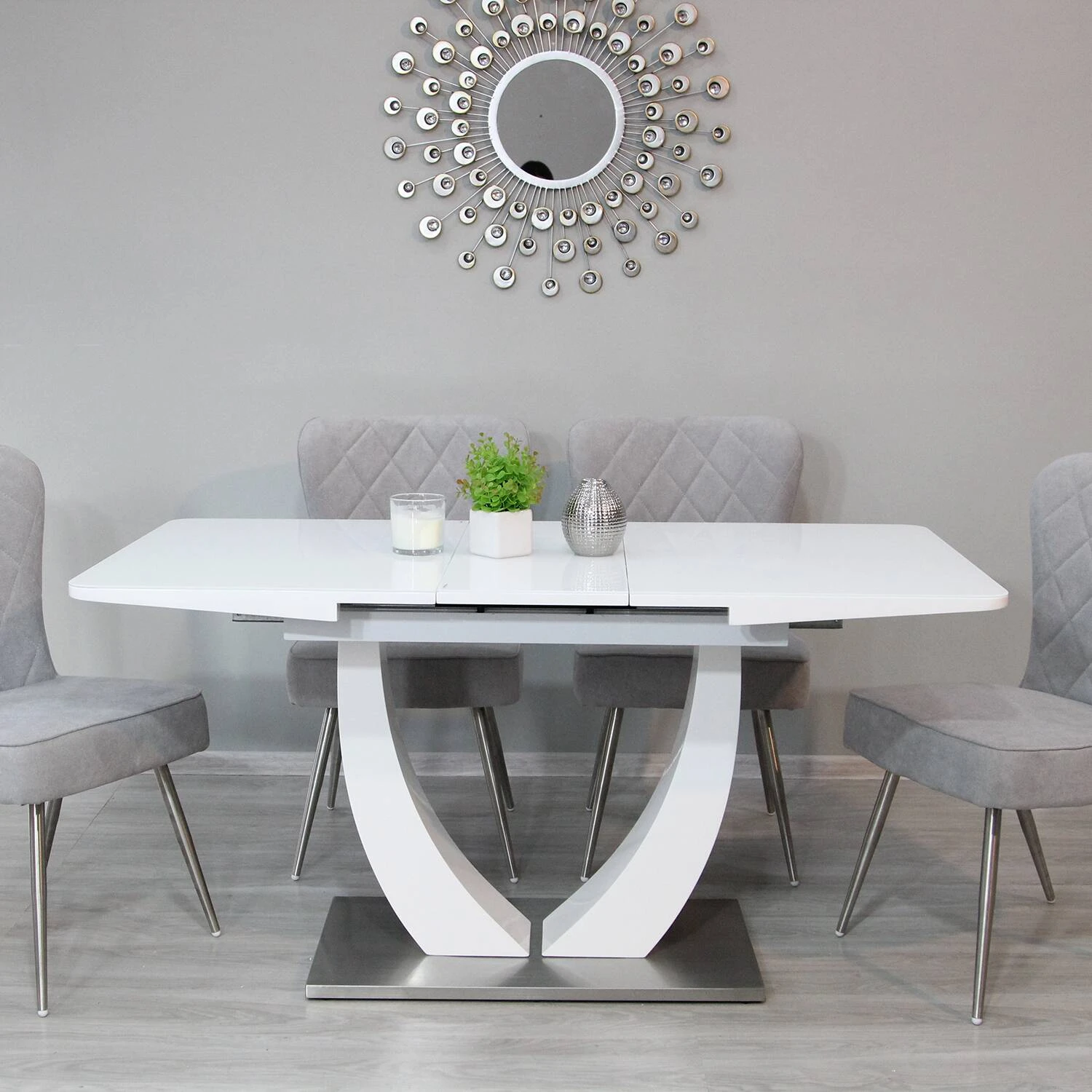 Стіл обідній розкладний T-904 Concord white gloss 160-200x90x76