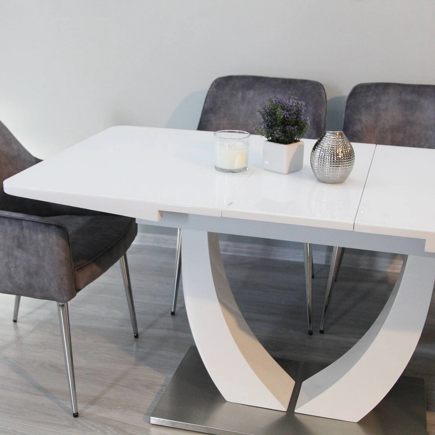 Стіл обідній розкладний T-904 Concord white gloss 160-200x90x76