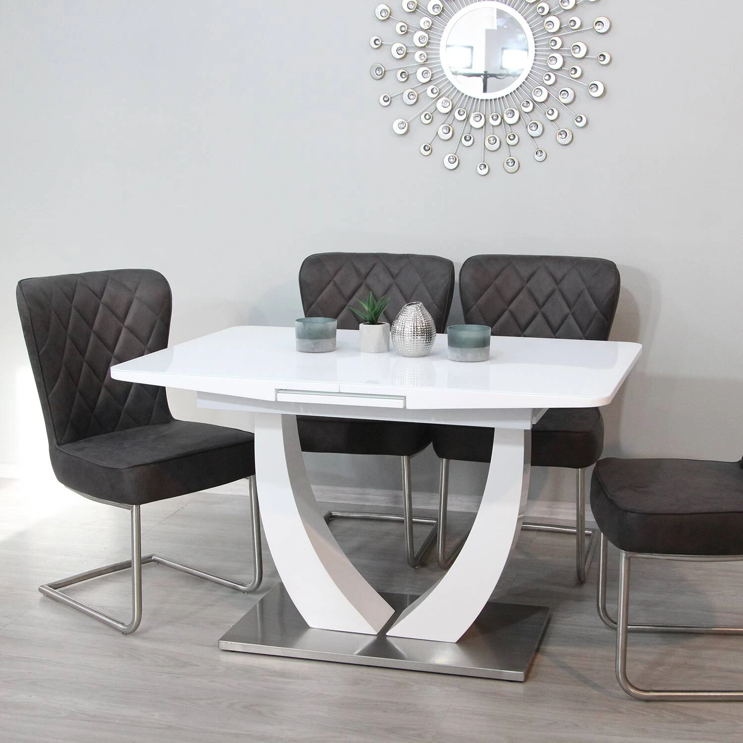 Стіл обідній розкладний T-904 Concord white gloss 160-200x90x76
