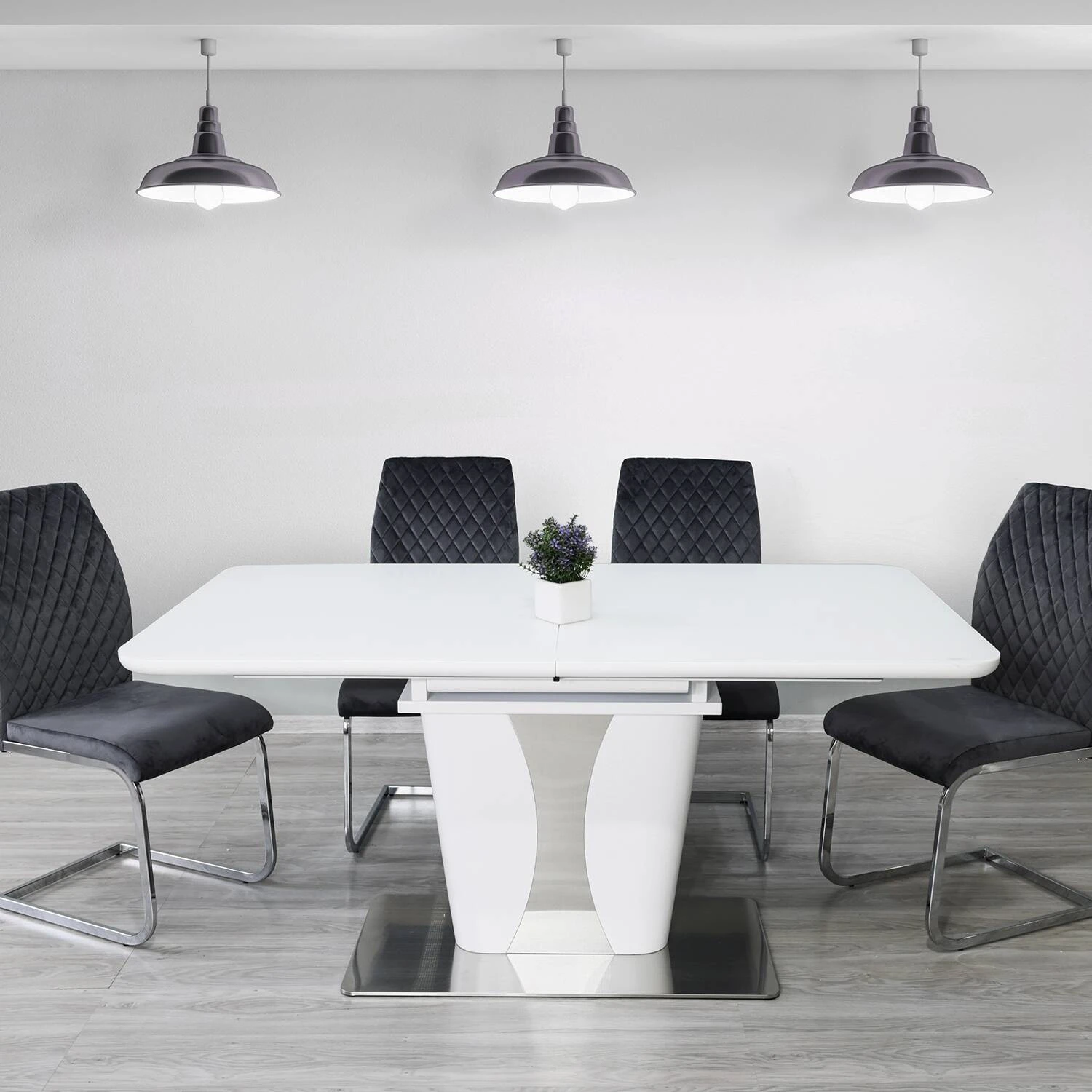 Стіл обідній розкладний T-7255 Rockford white satin 160-210x90x76