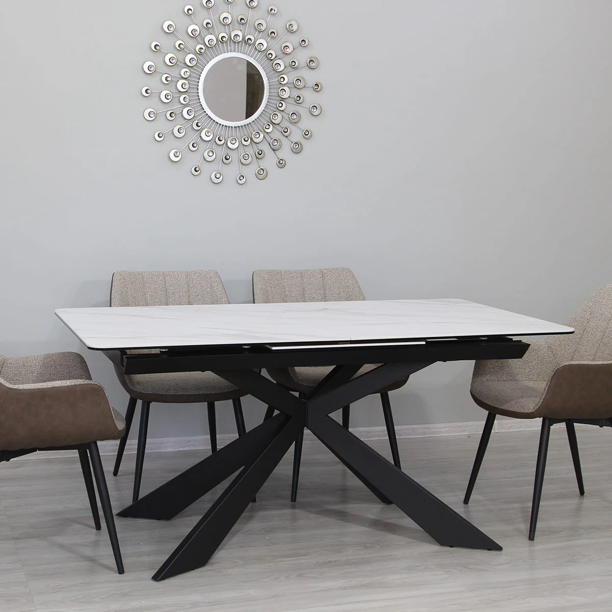 Стіл обідній розкладний T7065 Oregon Ceramic ZH01 white matt 160-210x90x77