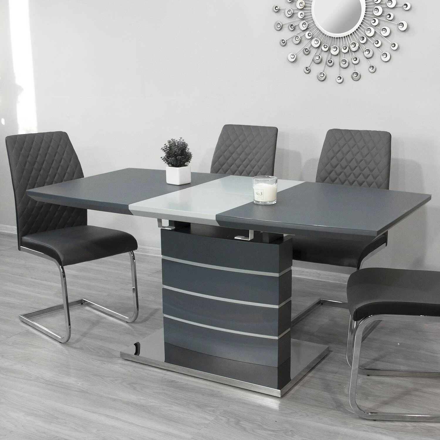 Стіл обідній розкладний DT-9123-1 Houston dark grey satin 120-160x80x76