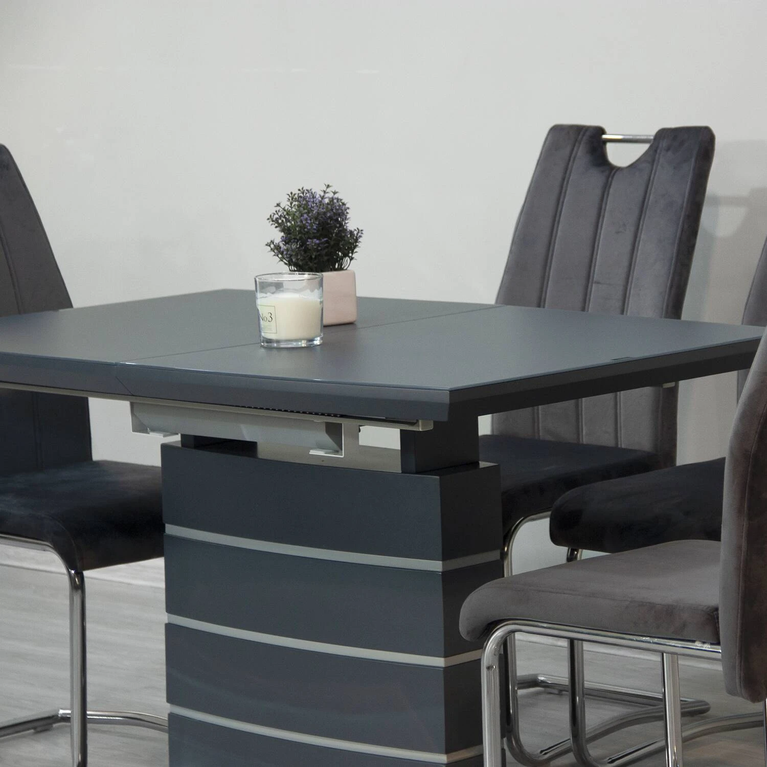 Стіл обідній розкладний DT-9123-1 Houston dark grey satin 120-160x80x76