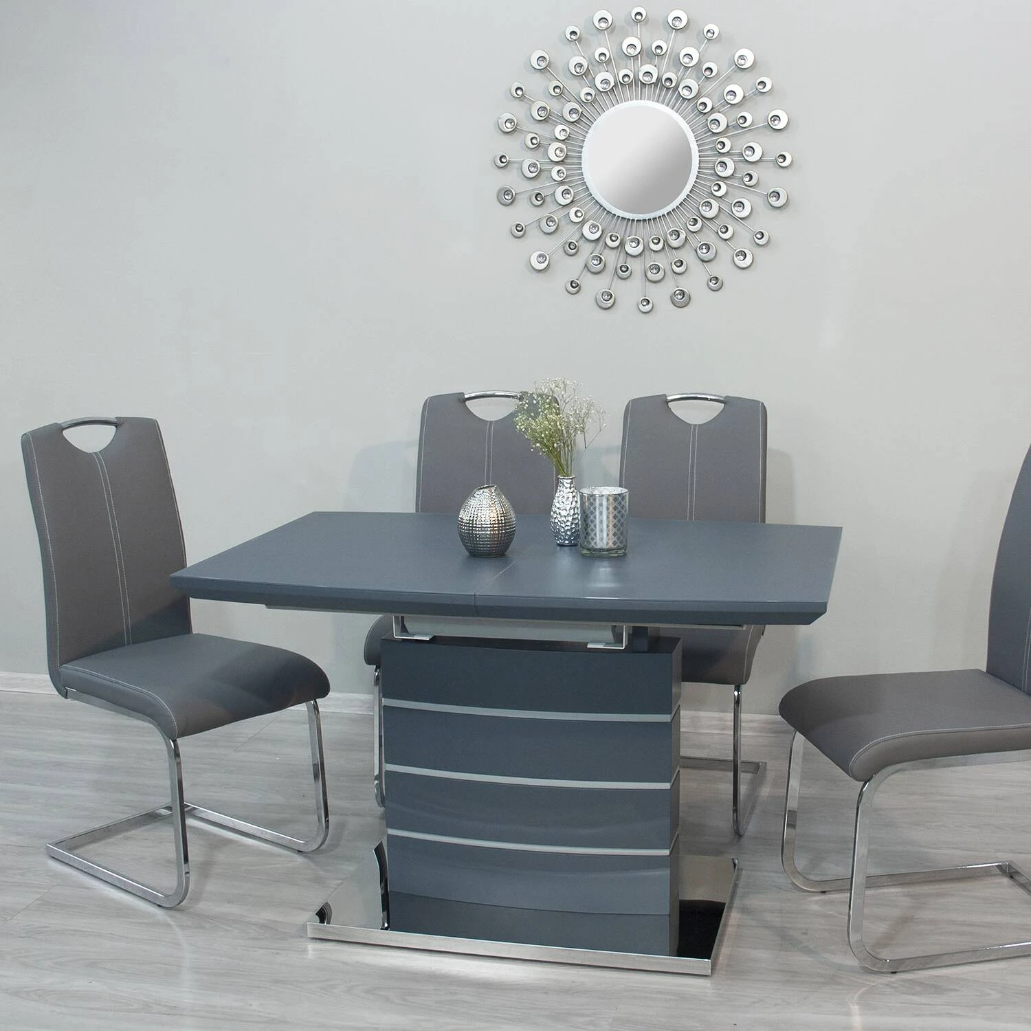 Стіл обідній розкладний DT-9123-1 Houston dark grey satin 120-160x80x76