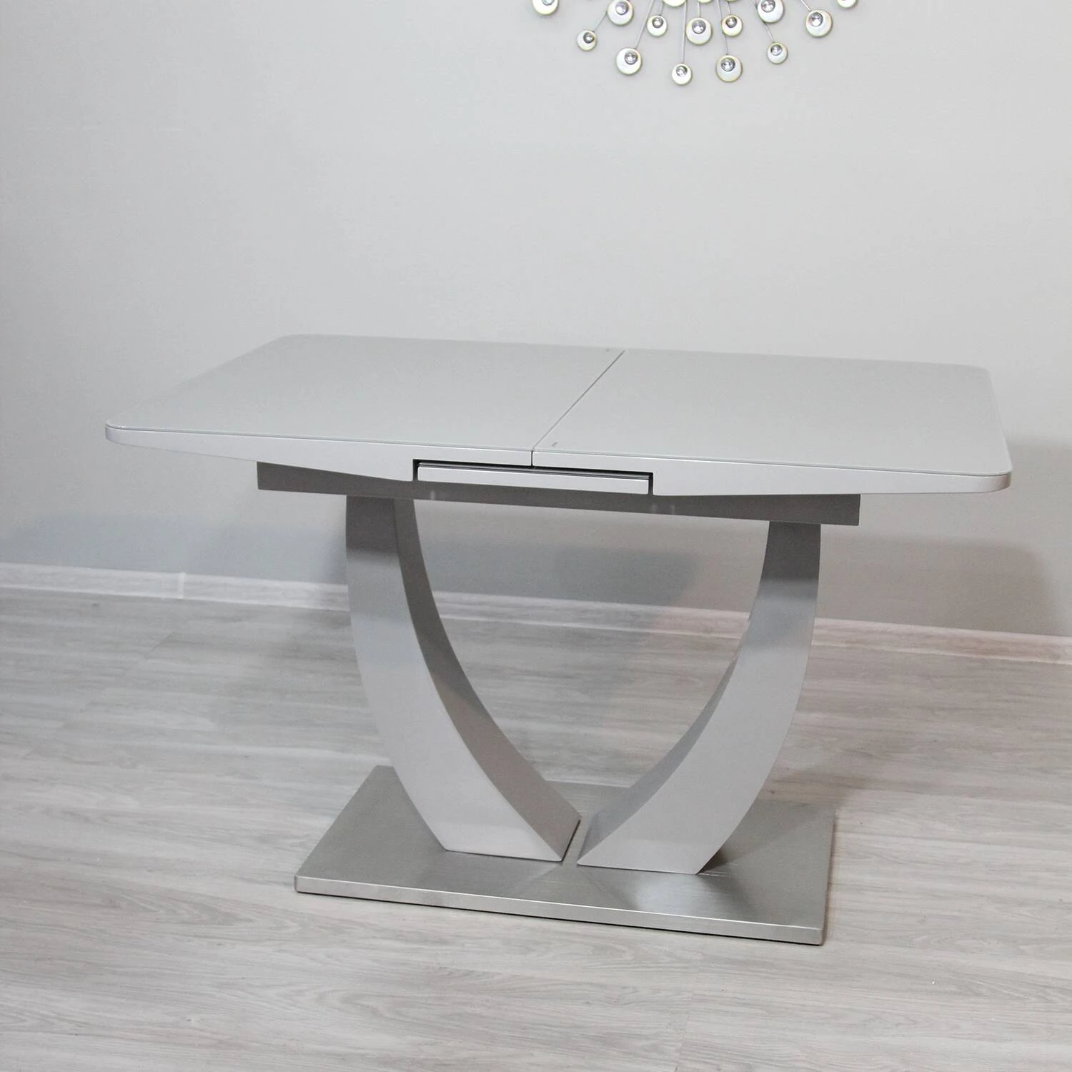 Стіл обідній розкладний T-904 Concord light grey gloss 120-150x80x76