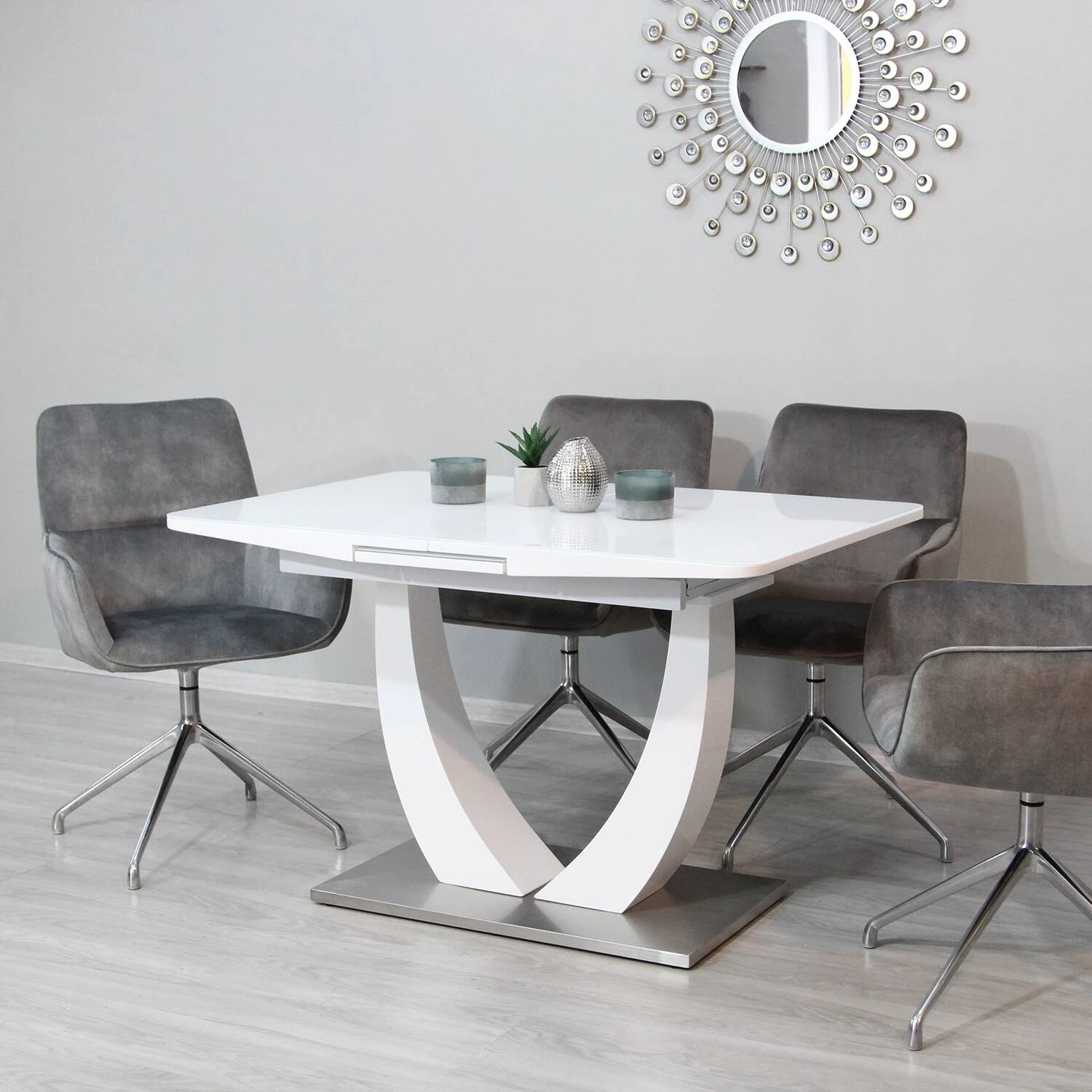 Стіл обідній розкладний T-904 Concord white gloss 120-150x80x76