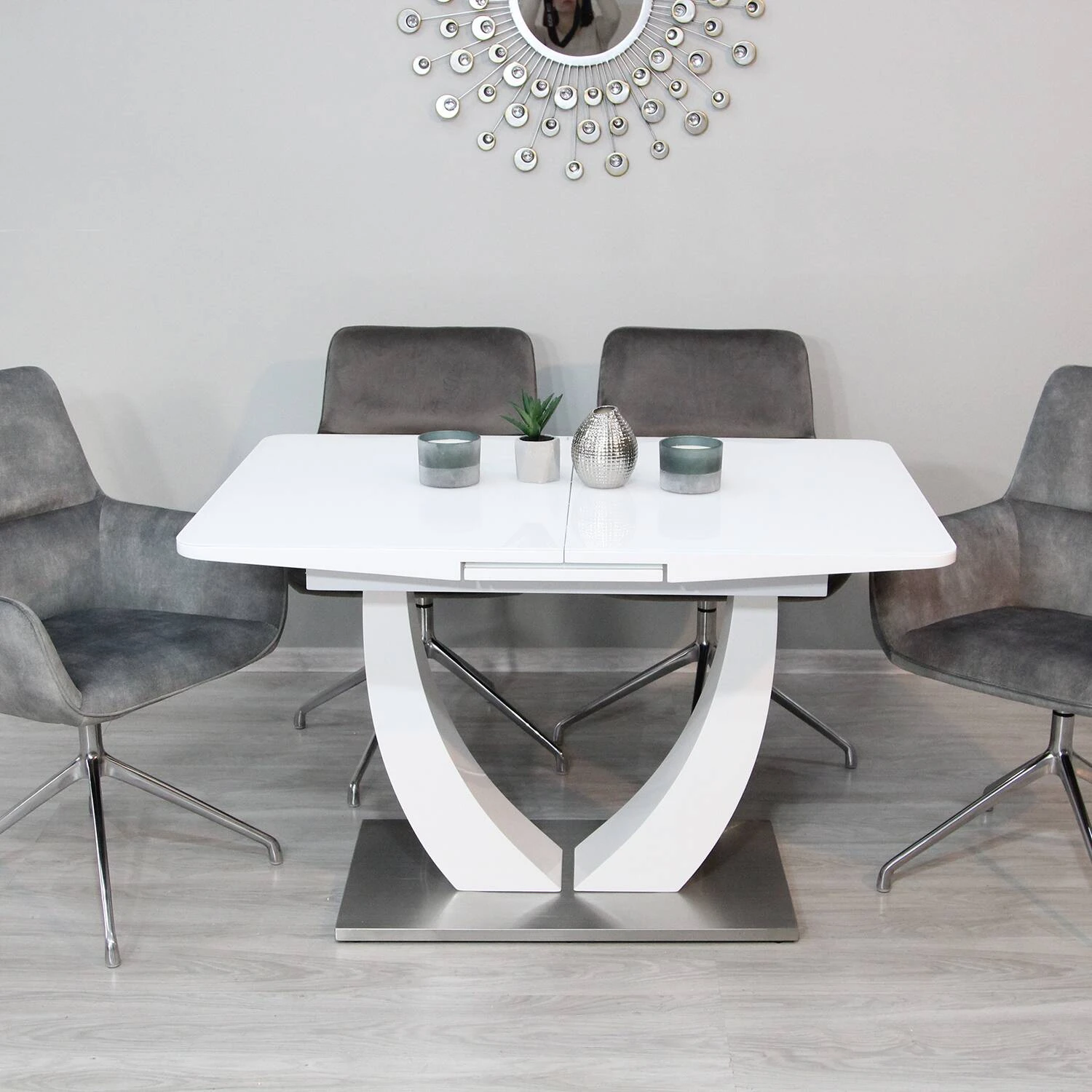 Стіл обідній розкладний T-904 Concord white gloss 120-150x80x76