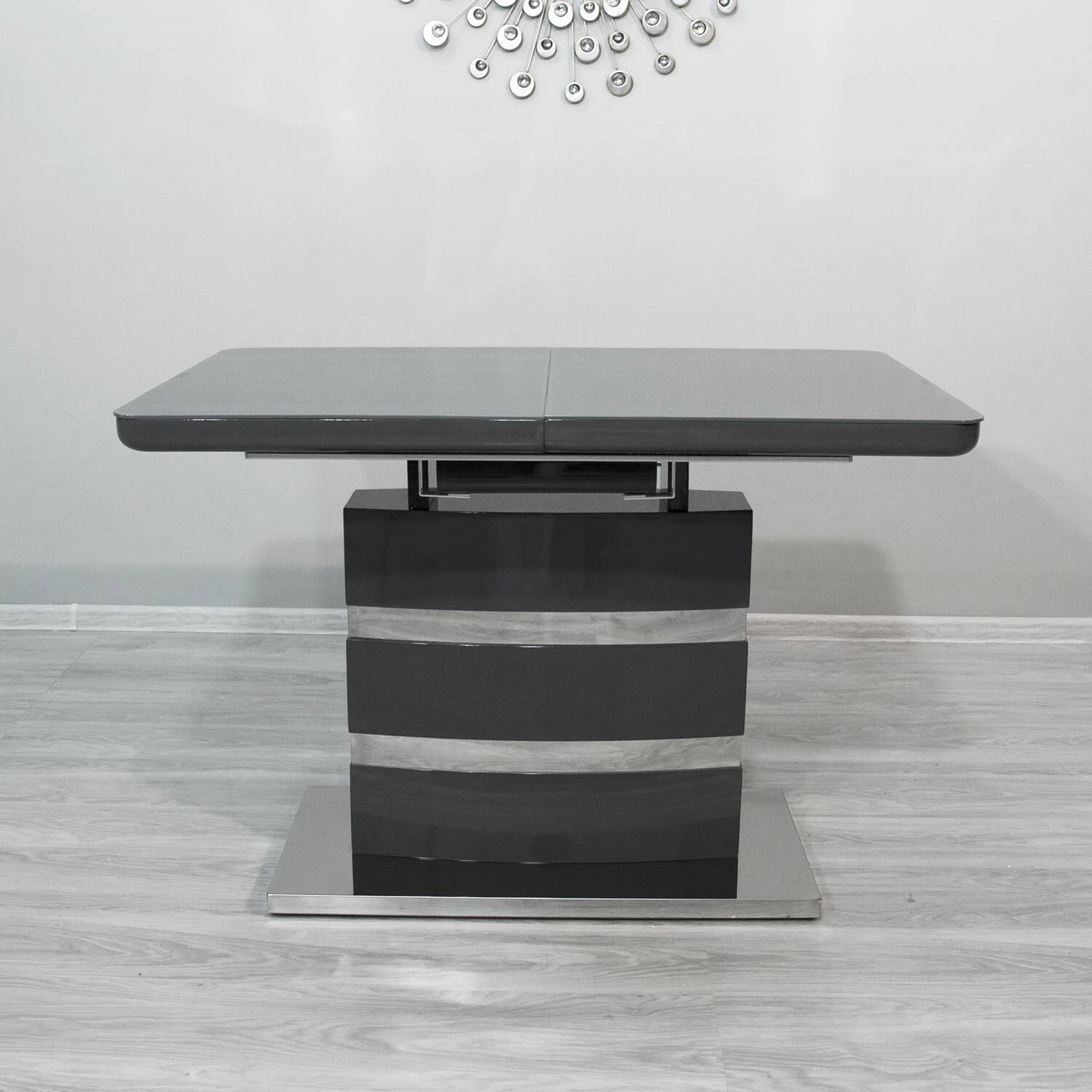 Стіл обідній розкладний DT-115 Montana dark grey gloss 120-160x80x76