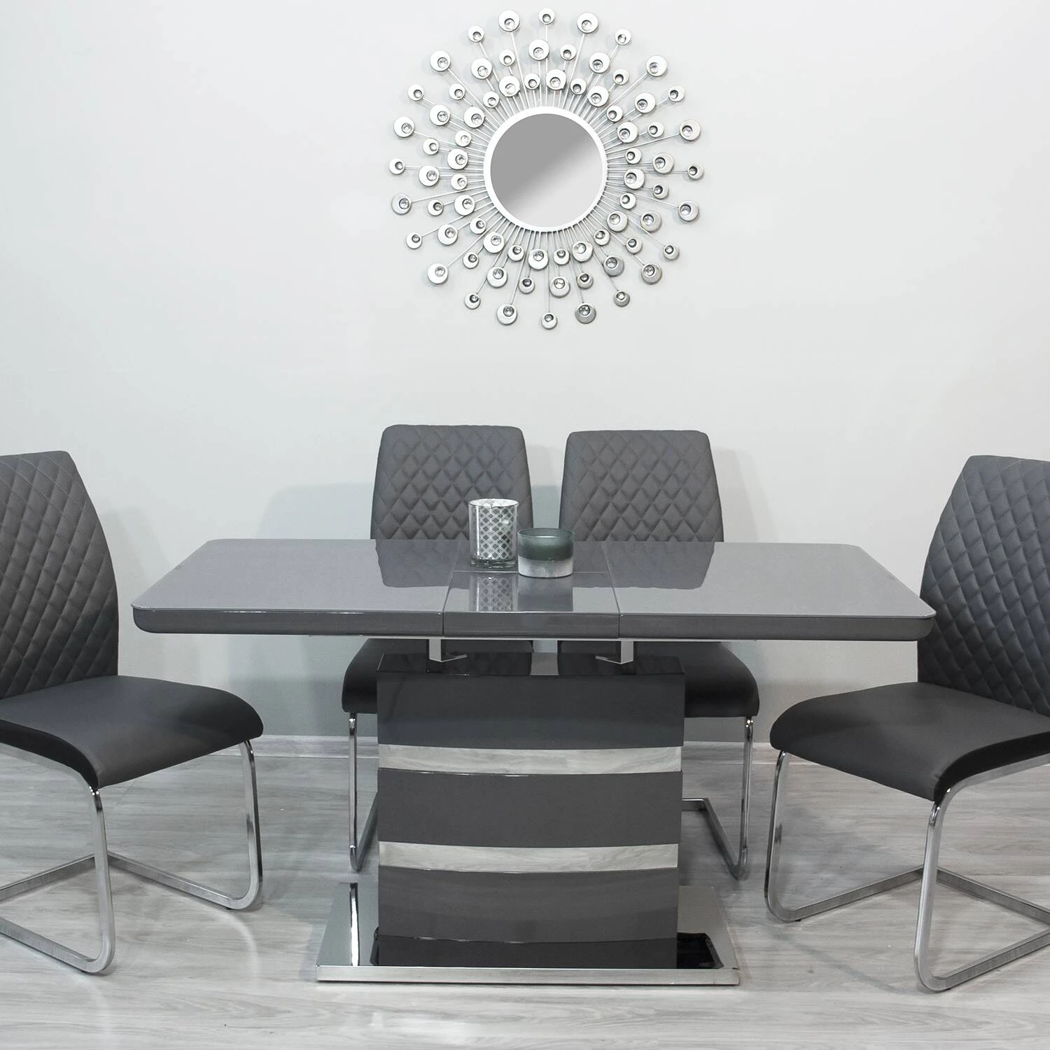 Стіл обідній розкладний DT-115 Montana dark grey gloss 120-160x80x76