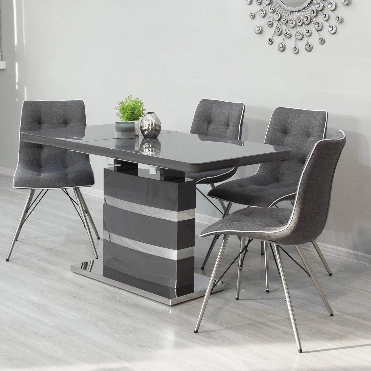 Стіл обідній розкладний DT-115 Montana dark grey gloss 120-160x80x76