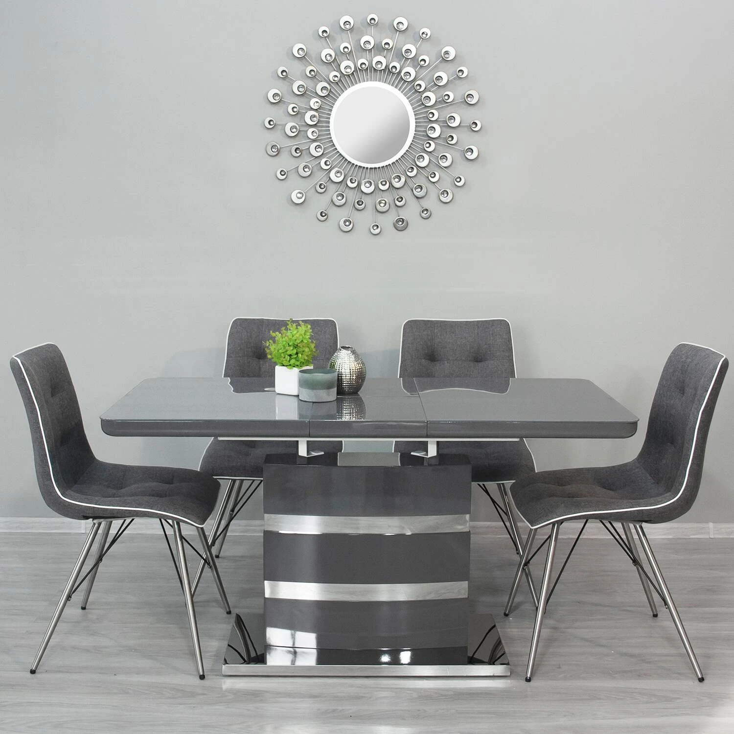 Стіл обідній розкладний DT-115 Montana dark grey gloss 120-160x80x76