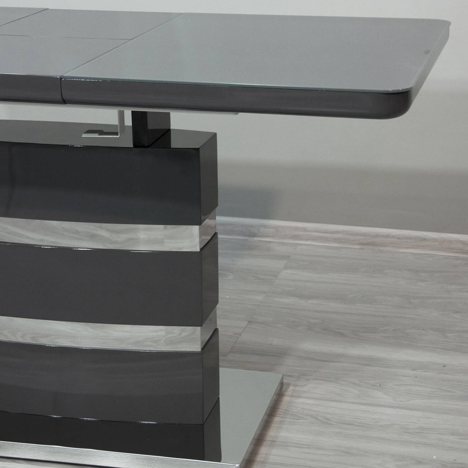 Стіл обідній розкладний DT-115 Montana dark grey gloss 120-160x80x76