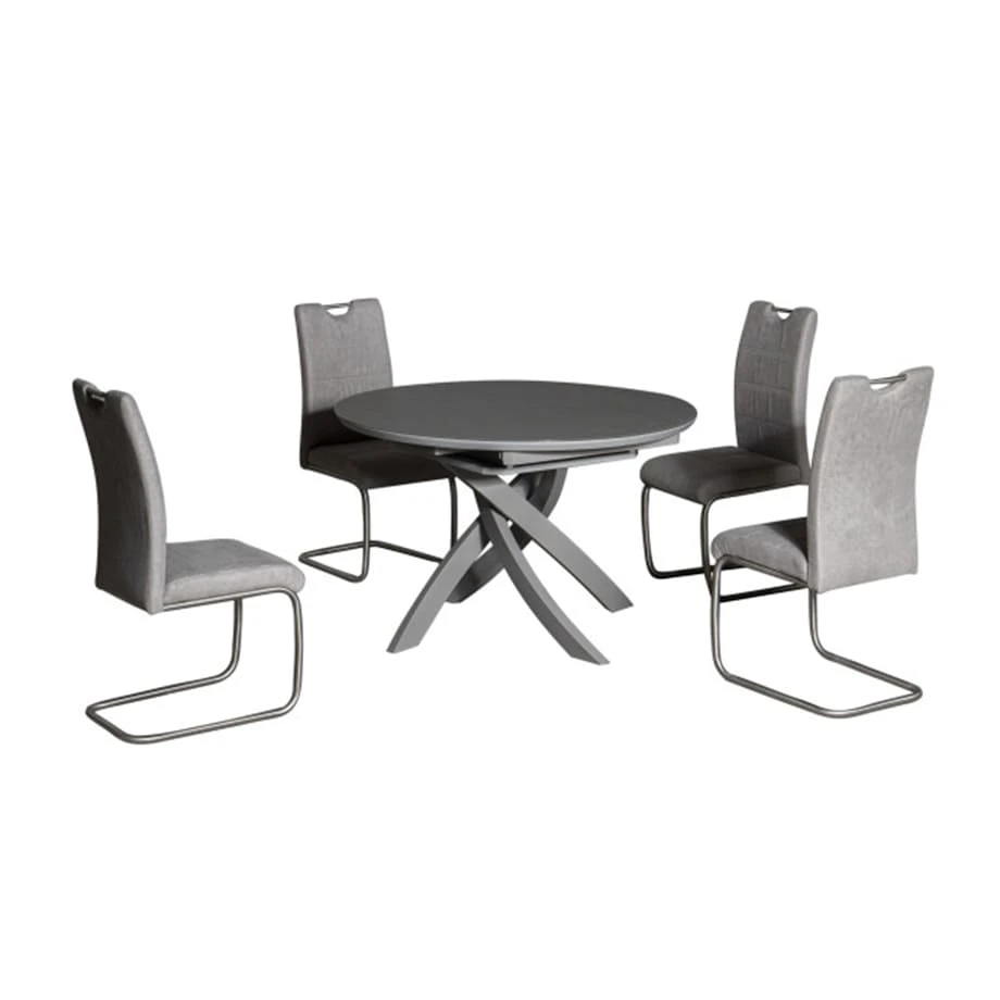 Стіл обідній розкладний T-7479 Caezar light grey satin 120-160x120x76