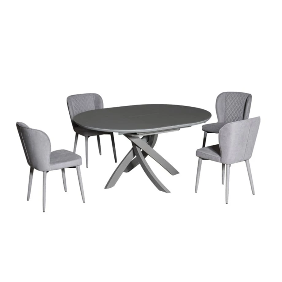 Стіл обідній розкладний T-7479 Caezar light grey satin 120-160x120x76
