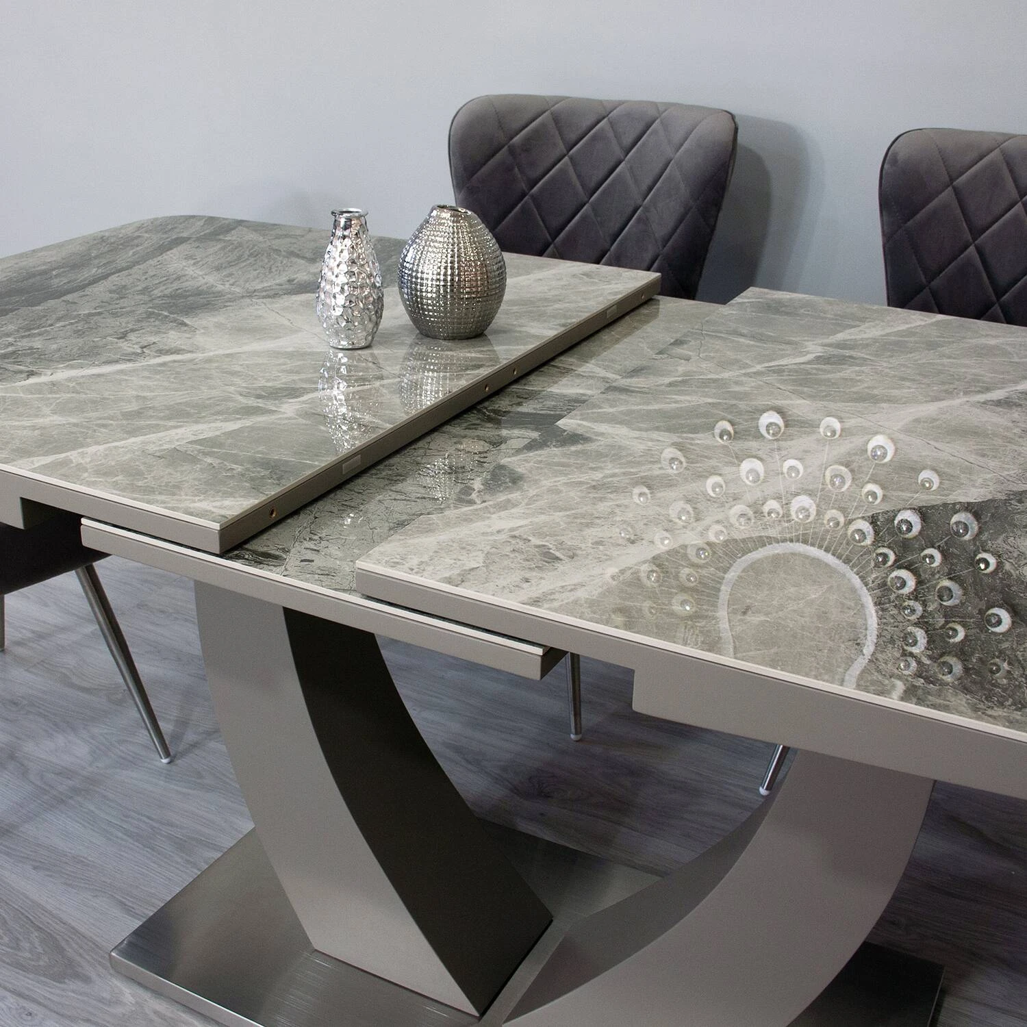 Стіл обідній розкладний T-904 Concord Ceramic grey gloss C20+L05 120-150x80x76