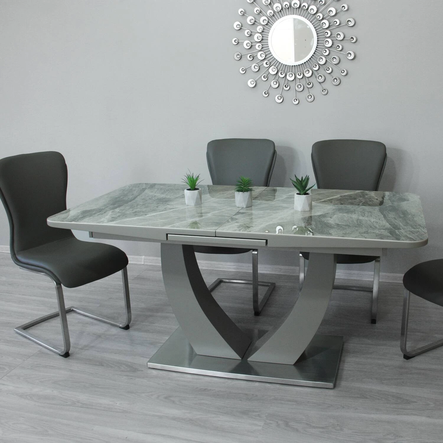Стіл обідній розкладний T-904 Concord Ceramic grey gloss C20+L05 160-200x90x76