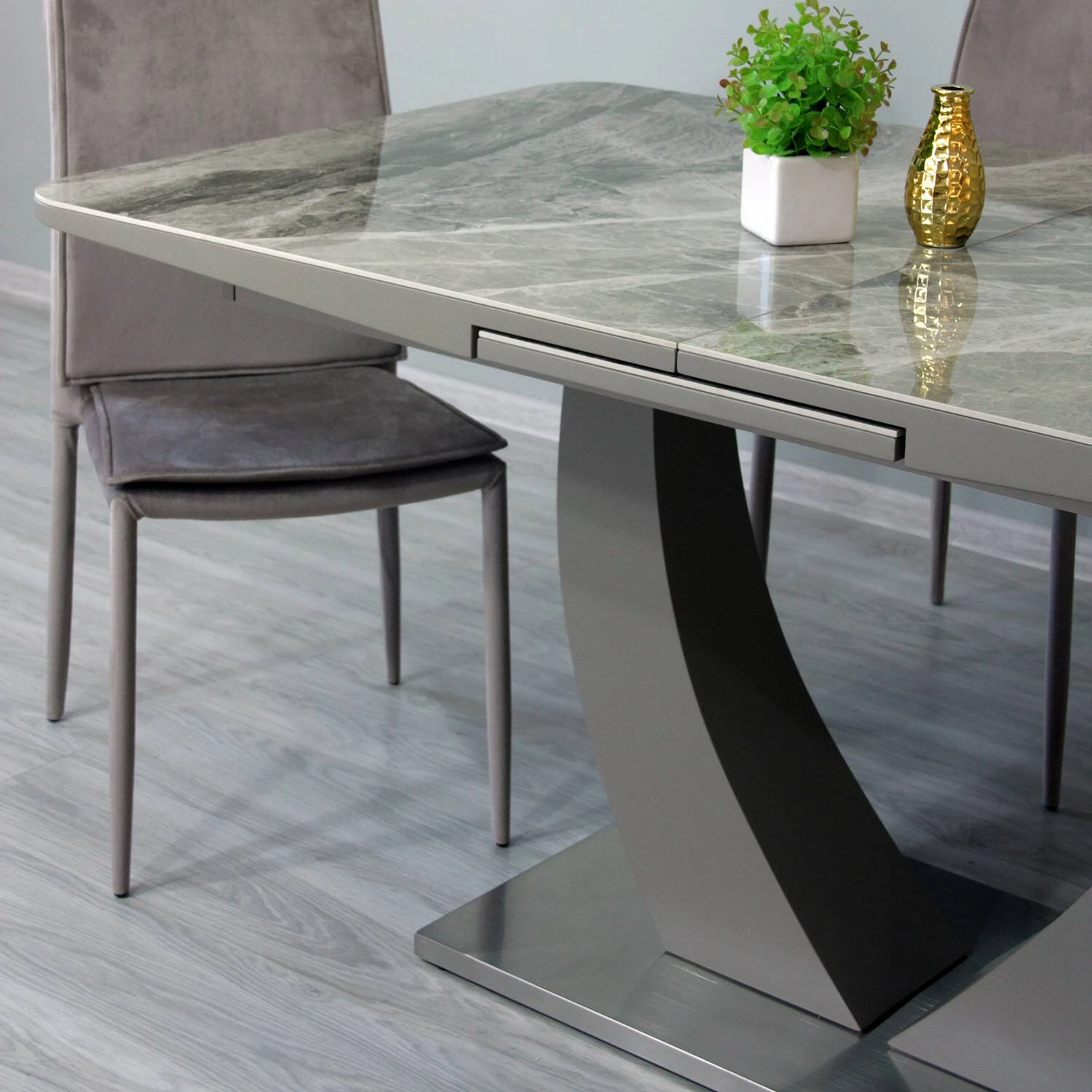 Стіл обідній розкладний T-904 Concord Ceramic grey gloss C20+L05 160-200x90x76
