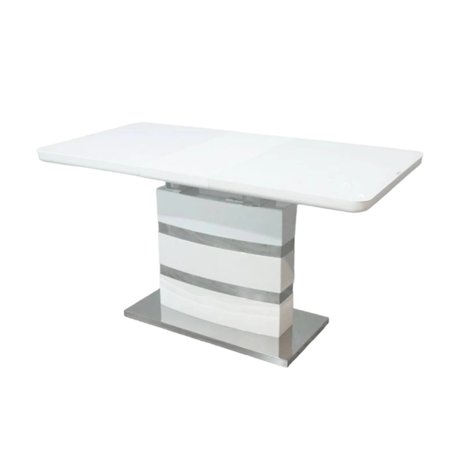 Стіл обідній розкладний KT-115-2 Montana mini white gloss (вставка МДФ) 110-150x70x76
