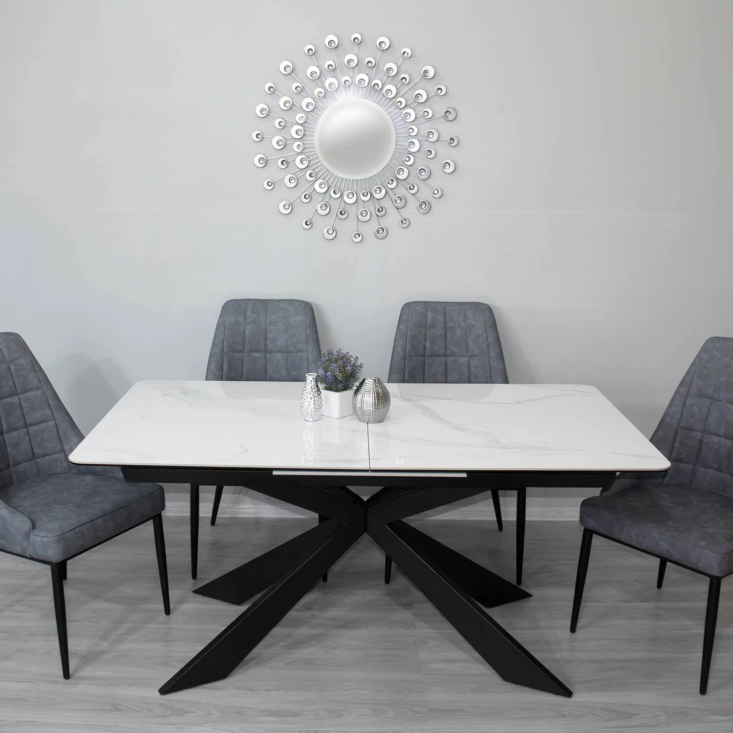 Стіл обідній розкладний T-7065 Oregon Ceramic HY03 White gloss 160-210x90x76