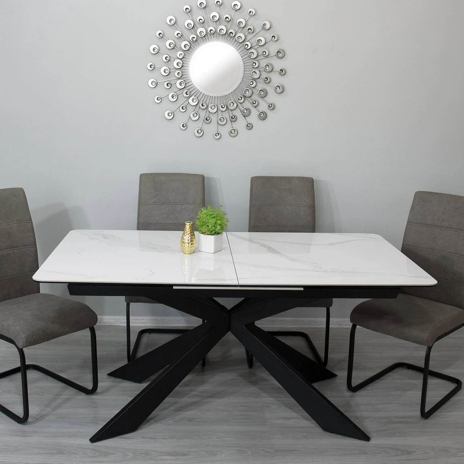 Стіл обідній розкладний T-7065 Oregon Ceramic HY03 White gloss 160-210x90x76