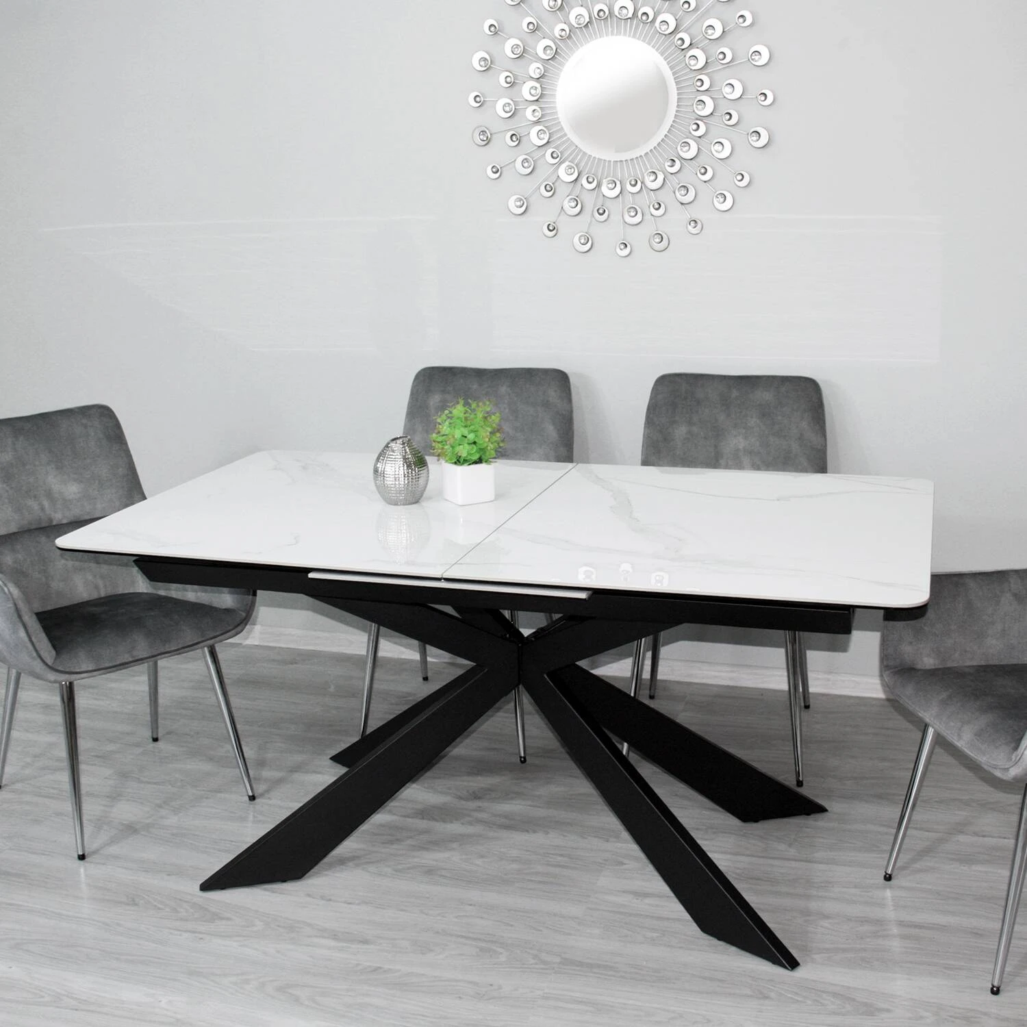 Стіл обідній розкладний T-7065 Oregon Ceramic HY03 White gloss 160-210x90x76