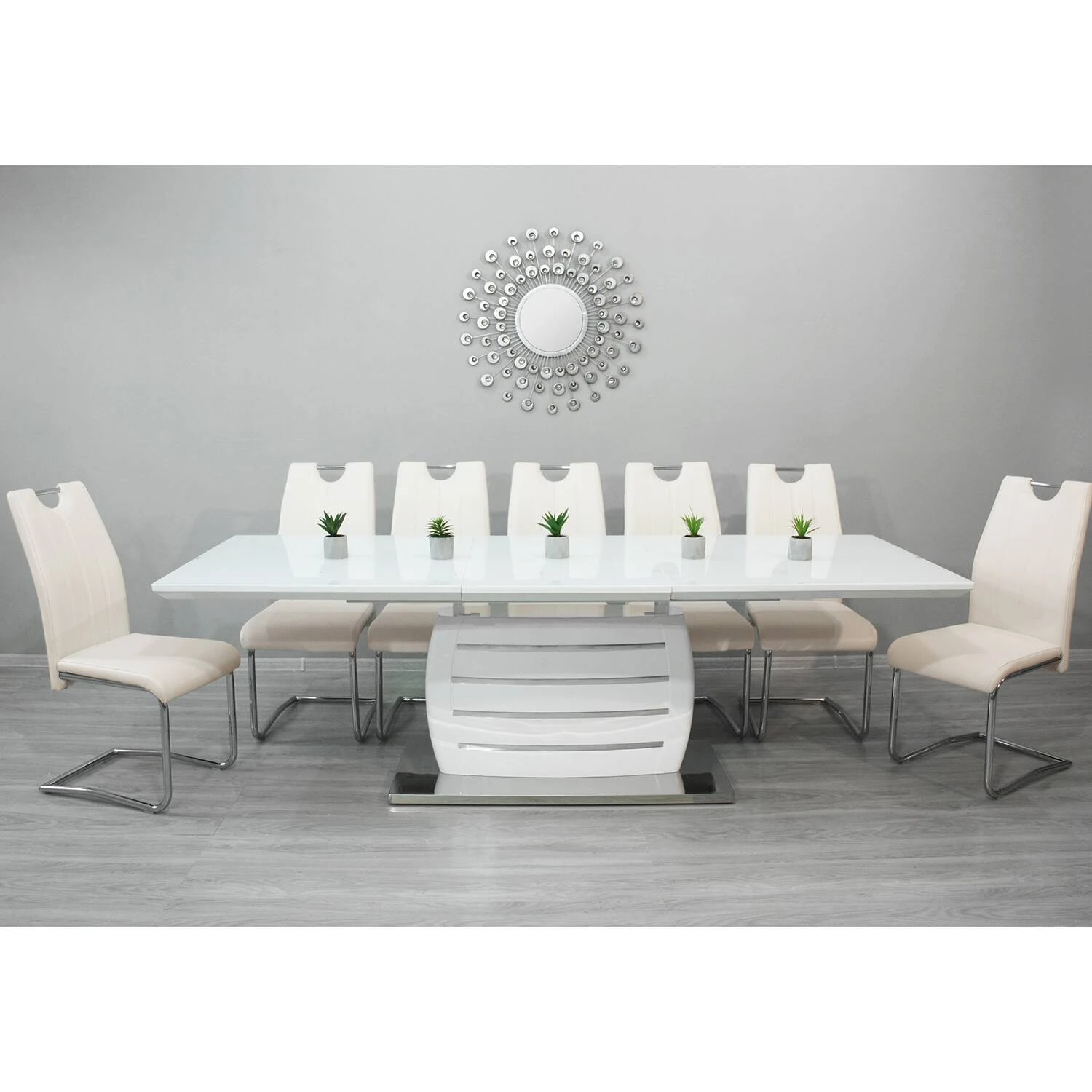 Стіл обідній розкладний DT-502 Alaska white gloss 180-240x90x76