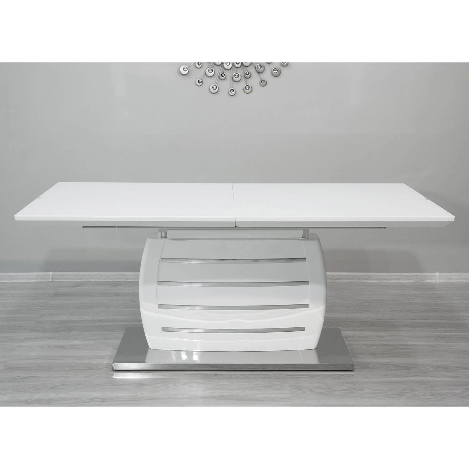 Стіл обідній розкладний DT-502 Alaska white gloss 180-240x90x76
