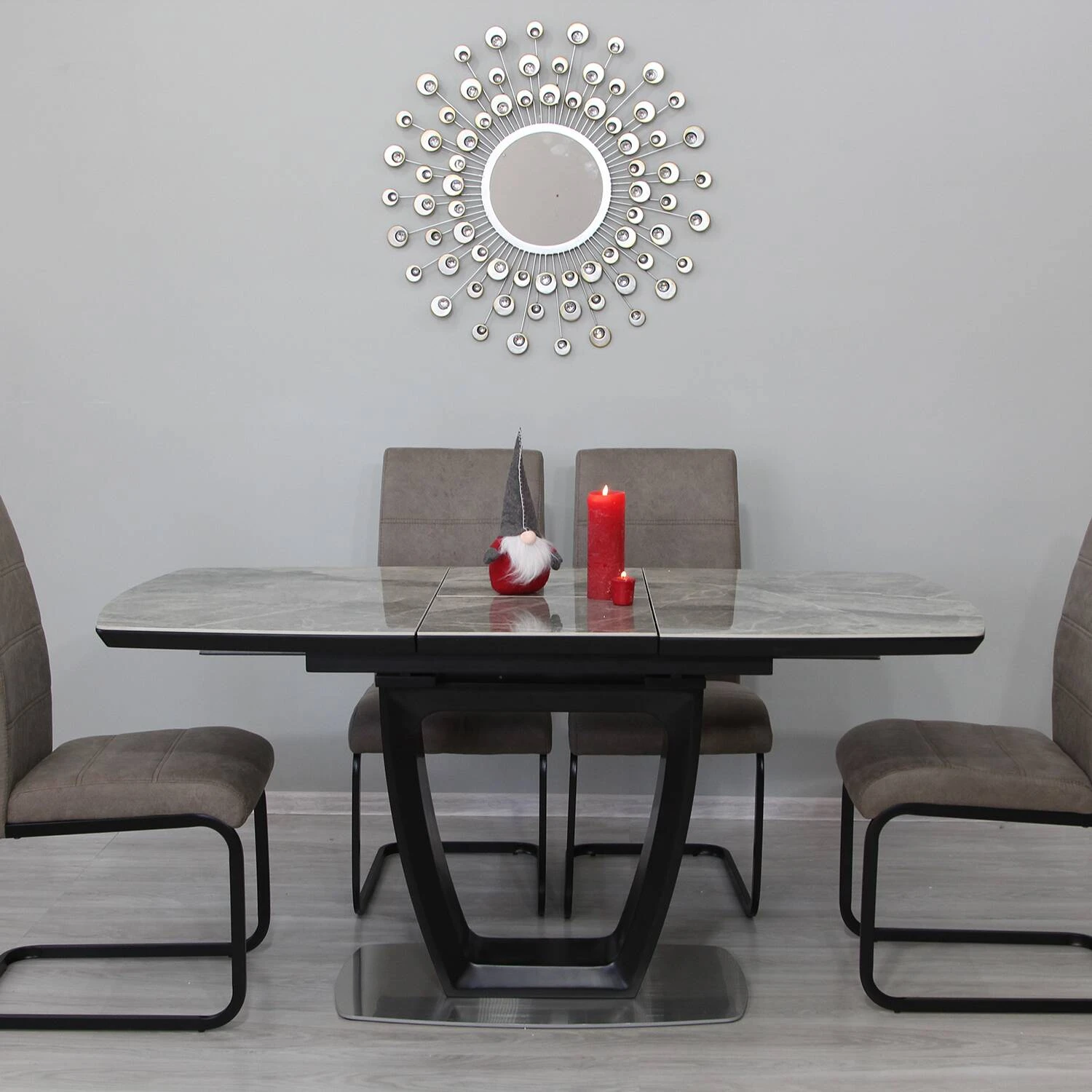 Стіл обідній розкладний T-7066 Arizona Ceramic C20 gloss + black 120-160x80x76