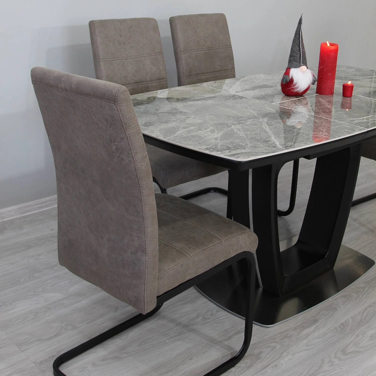 Стіл обідній розкладний T-7066 Arizona Ceramic C20 gloss + black 120-160x80x76