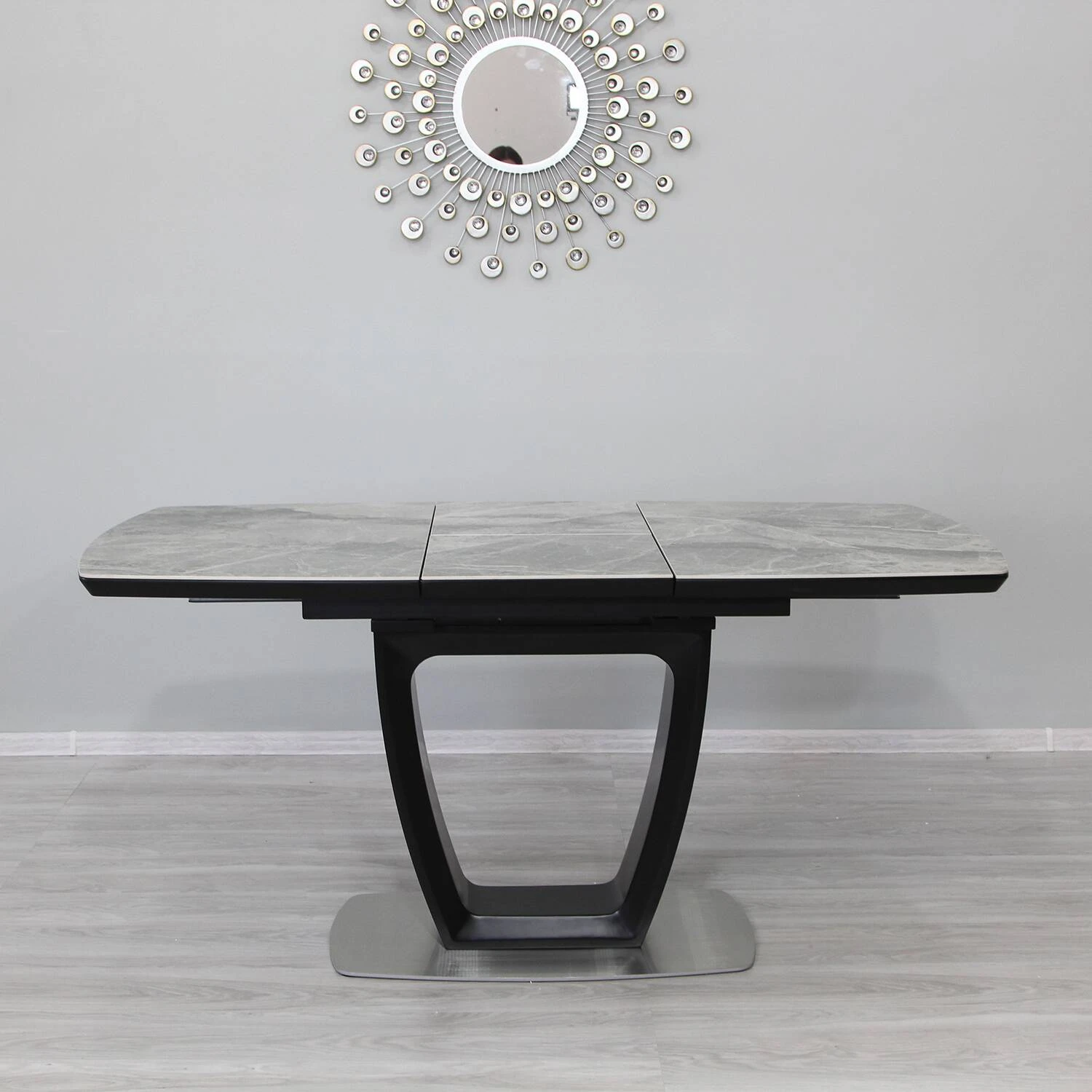 Стіл обідній розкладний T-7066 Arizona Ceramic C20 gloss + black 120-160x80x76