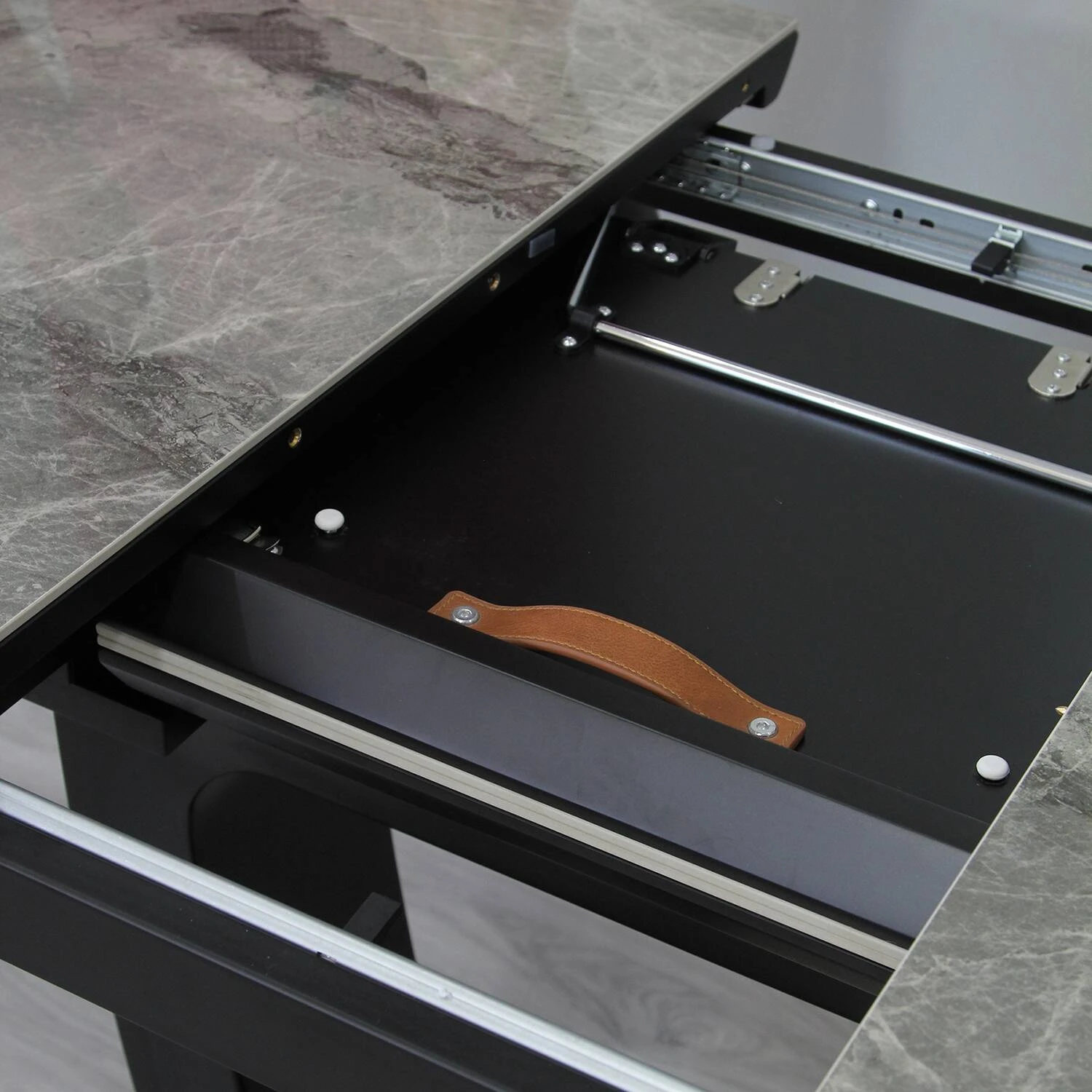 Стіл обідній розкладний T-7066 Arizona Ceramic C20 gloss + black 120-160x80x76