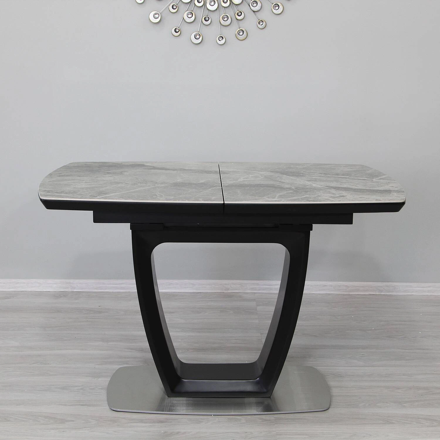 Стіл обідній розкладний T-7066 Arizona Ceramic C20 gloss + black 120-160x80x76