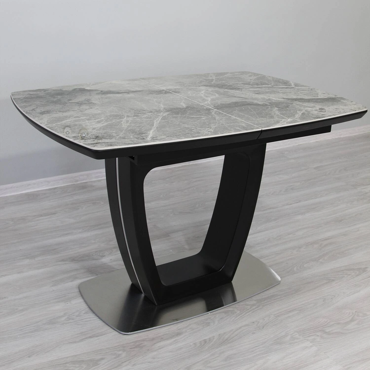 Стіл обідній розкладний T-7066 Arizona Ceramic C20 gloss + black 120-160x80x76