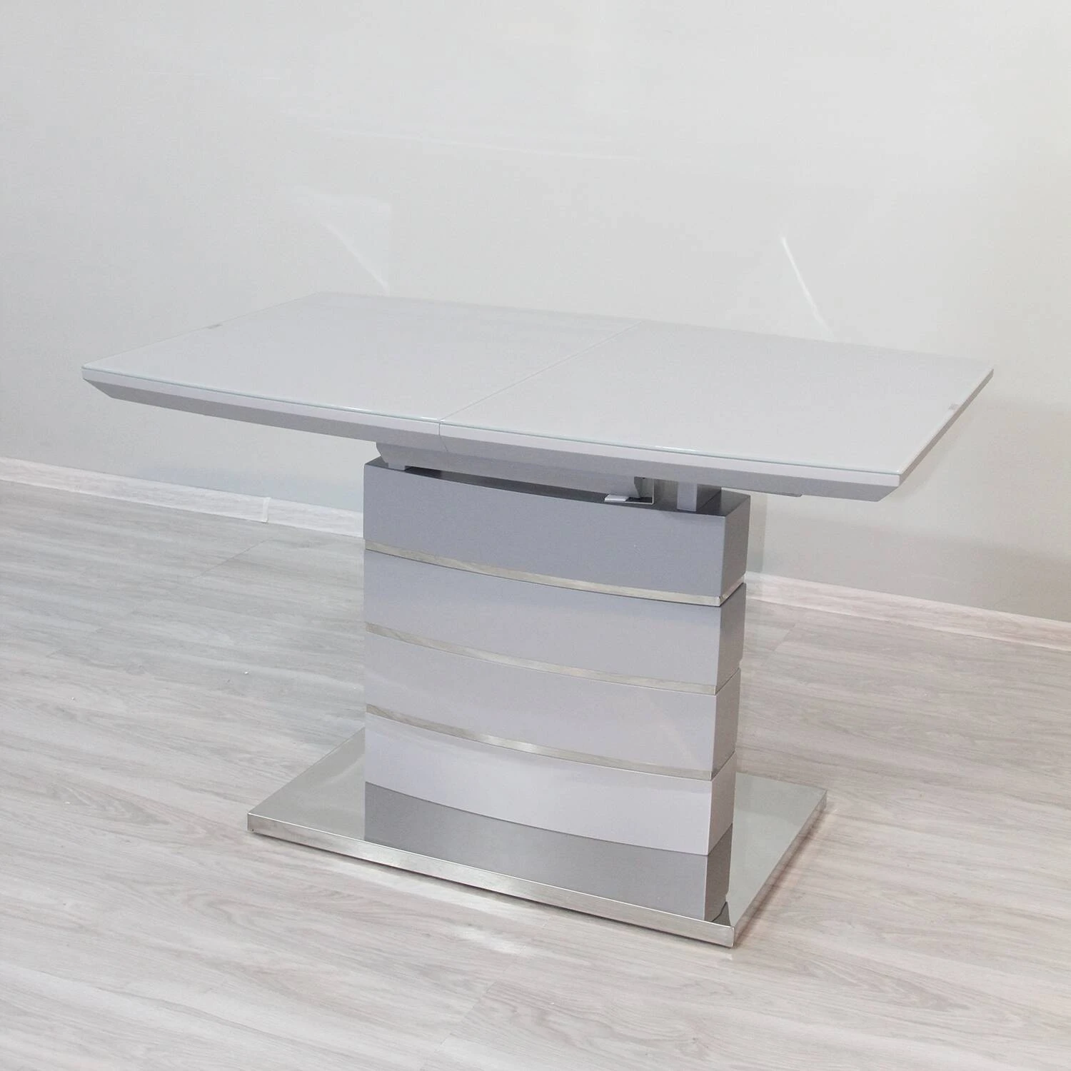 Стіл обідній розкладний DT-9123-1 Houston light grey gloss 120-160x80x76