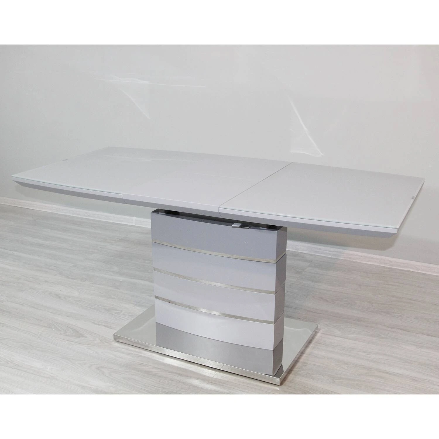 Стіл обідній розкладний DT-9123-1 Houston light grey gloss 120-160x80x76