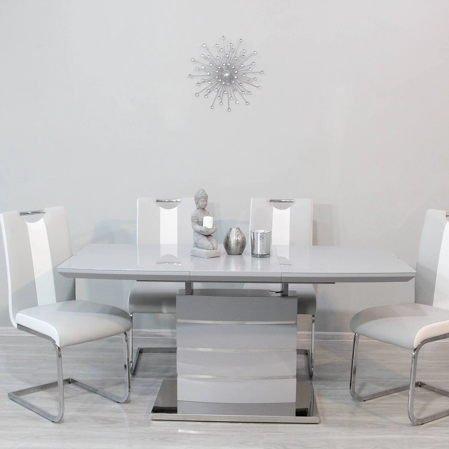 Стіл обідній розкладний DT-9123-1 Houston light grey gloss 120-160x80x76