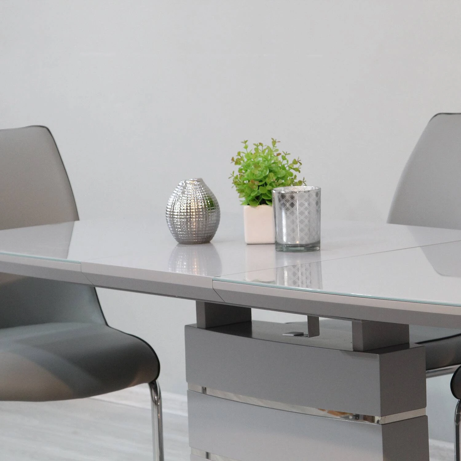 Стіл обідній розкладний DT-9123-1 Houston light grey gloss 120-160x80x76