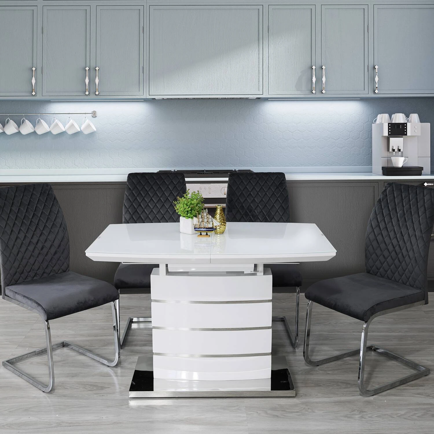Стіл обідній розкладний DT-9123-1 Houston mini white gloss 110-150x70x76