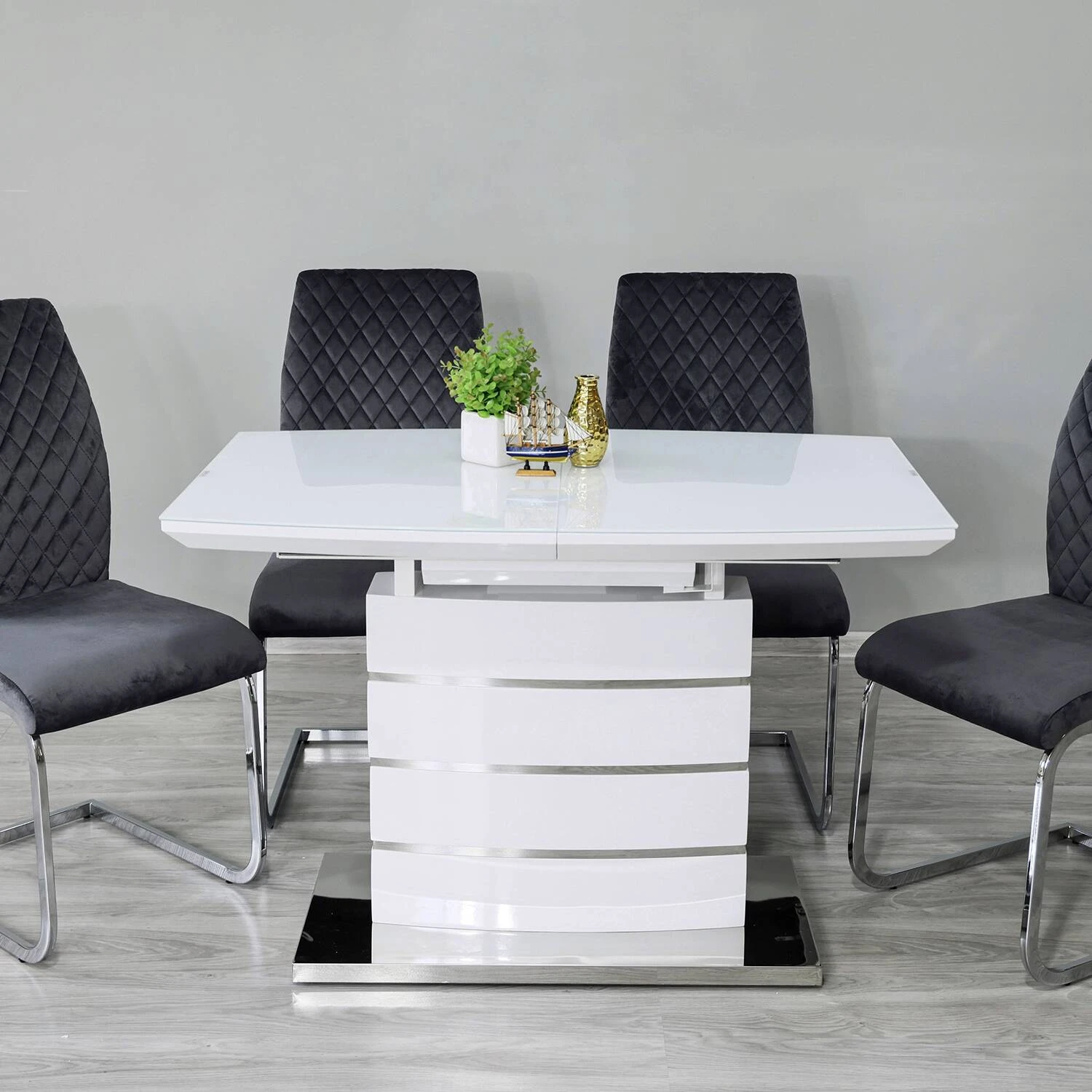 Стіл обідній розкладний DT-9123-1 Houston mini white gloss 110-150x70x76