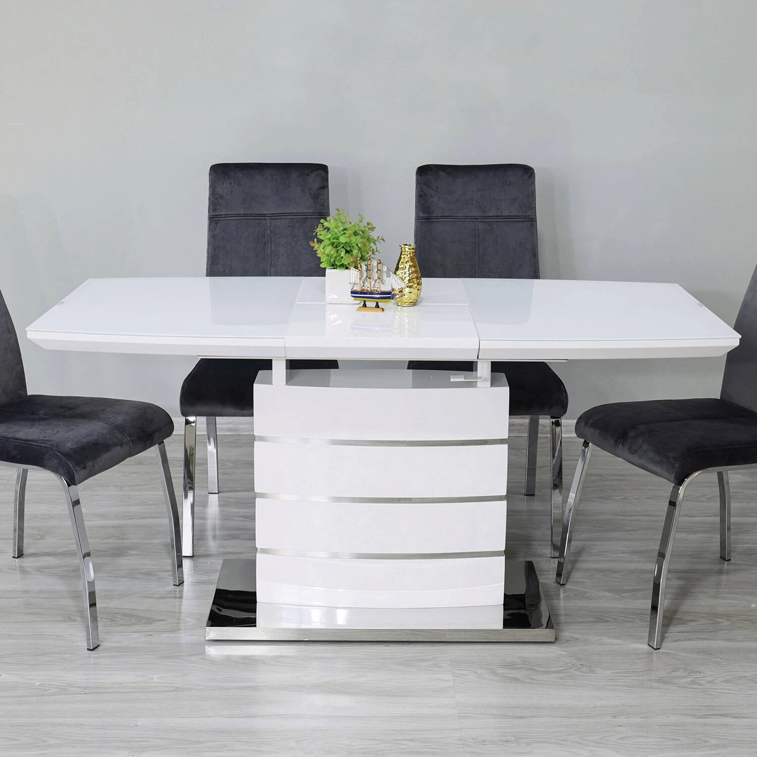 Стіл обідній розкладний DT-9123-1 Houston mini white gloss 110-150x70x76