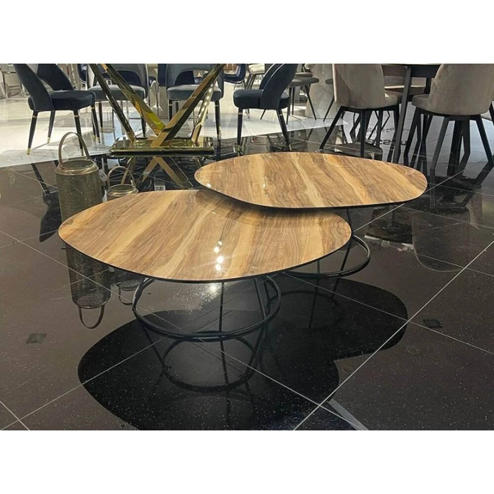Стіл журнальний КАМЕРУН бежевий+чорний 110x90x40 (МДФ+HPL+метал)