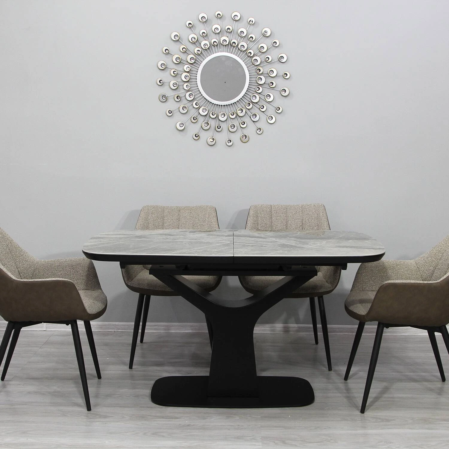 Стіл обідній розкладний T-7083 Utah Ceramic C20 gloss + black 140-180x80x76