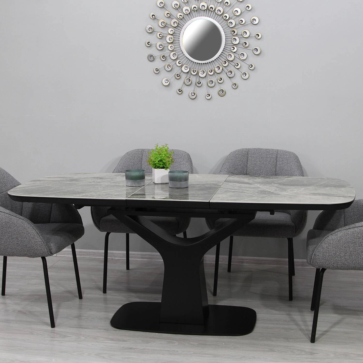 Стіл обідній розкладний T-7083 Utah Ceramic C20 gloss + black 140-180x80x76
